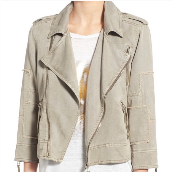Pam & Gela Twill Patch Moto Jacket Medium - Picture 1 of 3